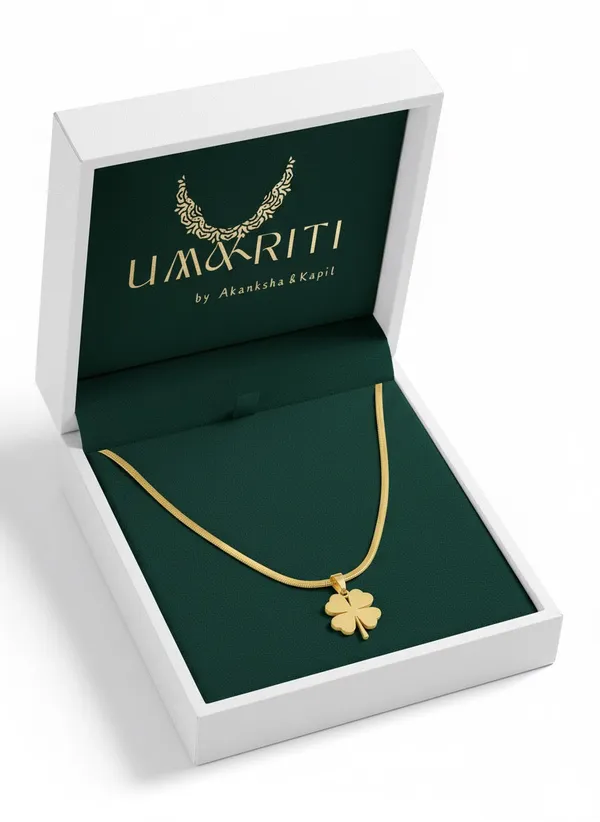 Gold_Golden_Four_Leaf_Clover_Snake_Chain_Necklace_For_Women